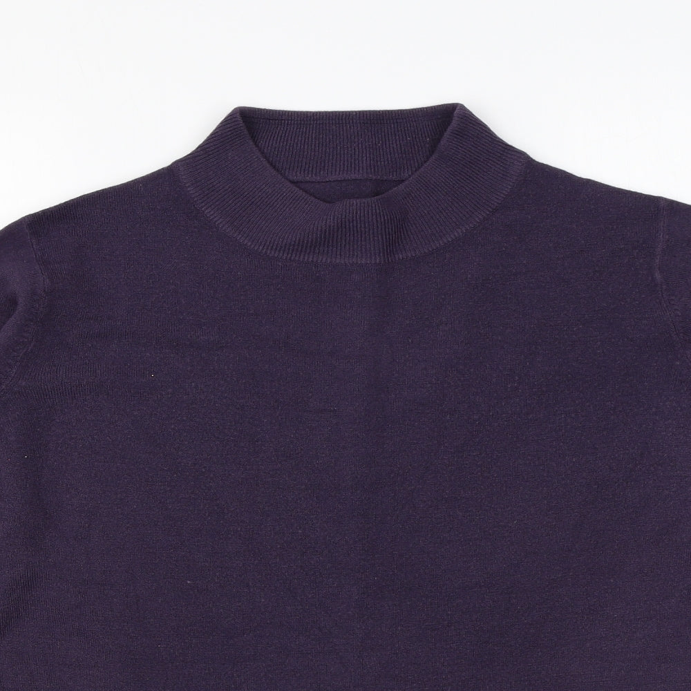Marks and Spencer Womens Purple High Neck Acrylic Pullover Jumper Size 20
