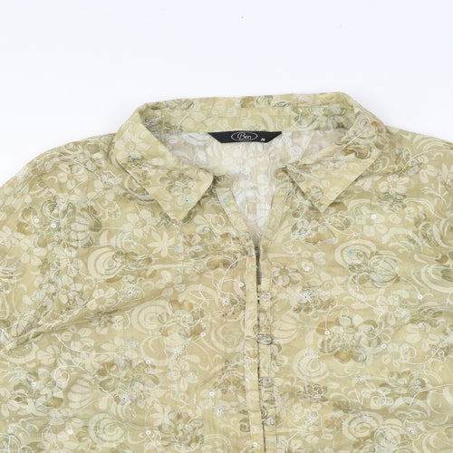 Bonmarché Womens Yellow Floral Polyester Basic Button-Up Size 20 Collared