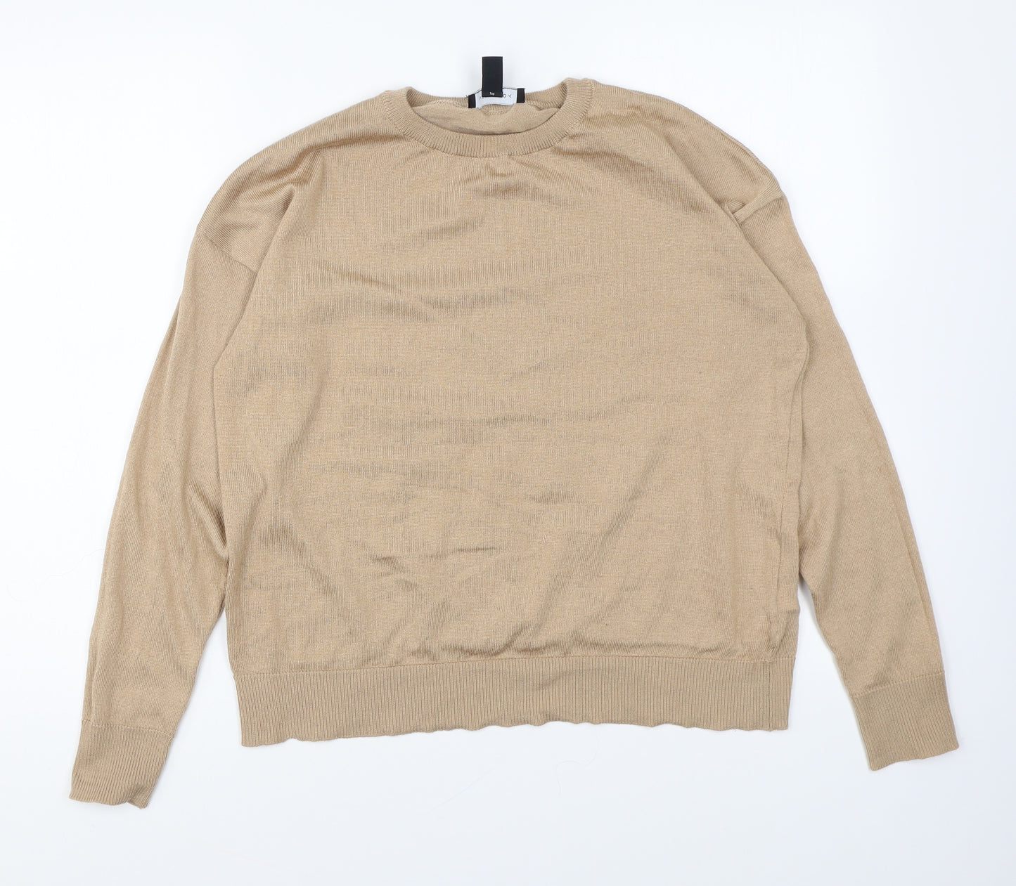 New Look Womens Beige Round Neck Polyester Pullover Jumper Size S