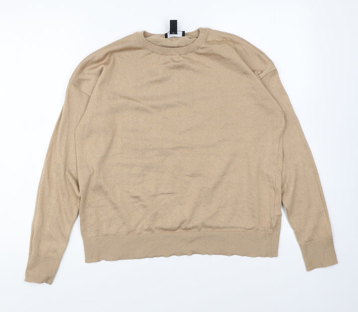 New Look Womens Beige Round Neck Polyester Pullover Jumper Size S