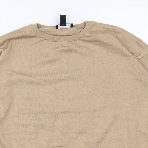 New Look Womens Beige Round Neck Polyester Pullover Jumper Size S