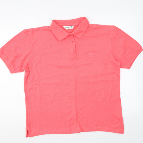 Jumper Womens Pink Cotton Basic Polo Size L Collared