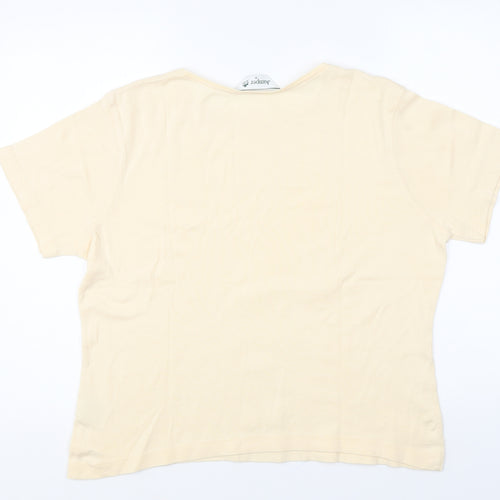 Jumper Womens Yellow Cotton Basic T-Shirt Size XL Round Neck