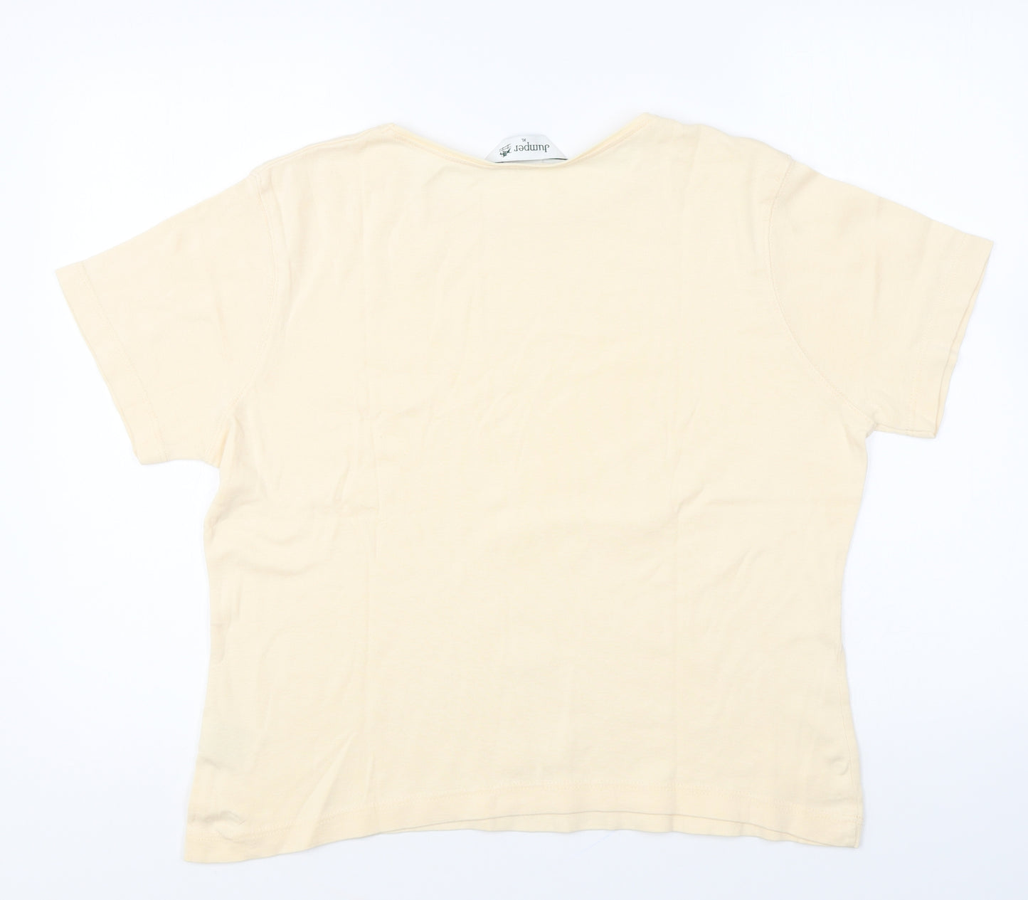 Jumper Womens Yellow Cotton Basic T-Shirt Size XL Round Neck