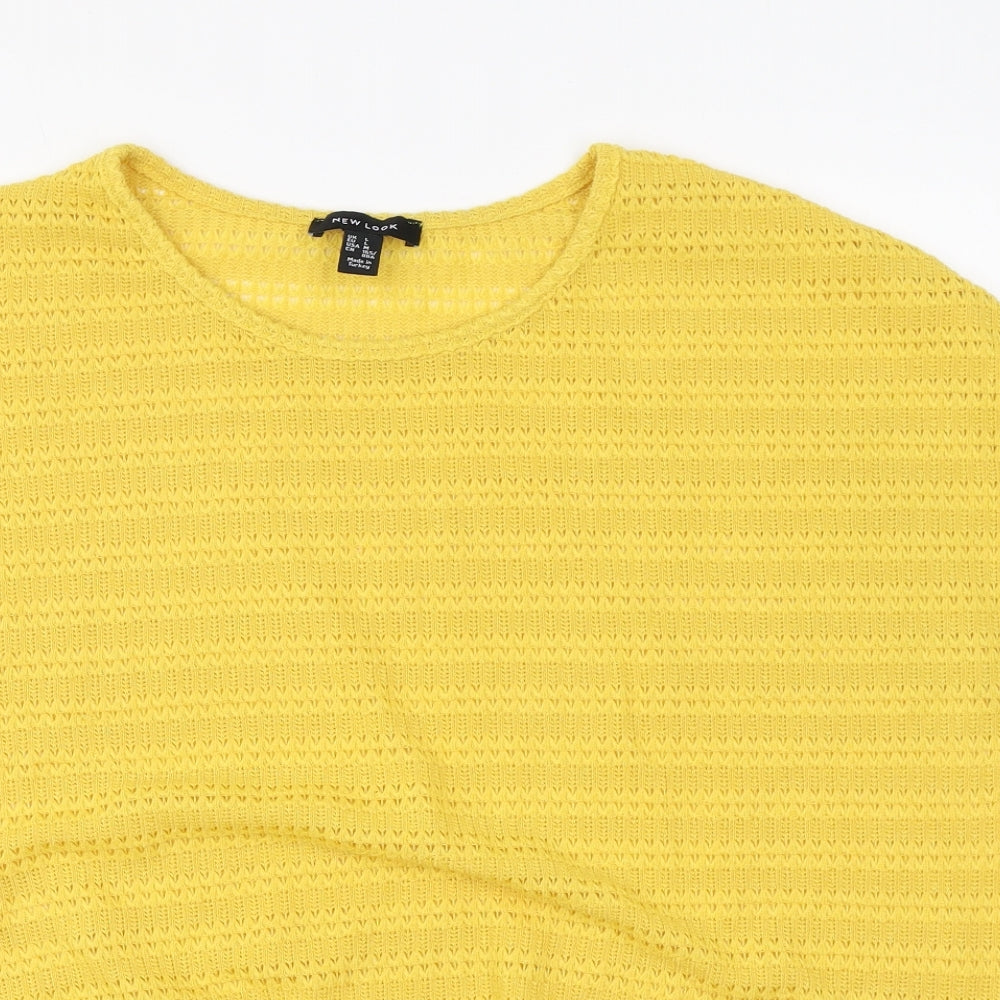 New Look Womens Yellow Round Neck Polyester Pullover Jumper Size L