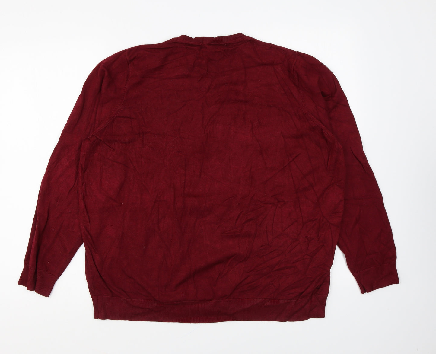 Bonmarché Womens Red Round Neck Viscose Pullover Jumper Size 22 - Stars