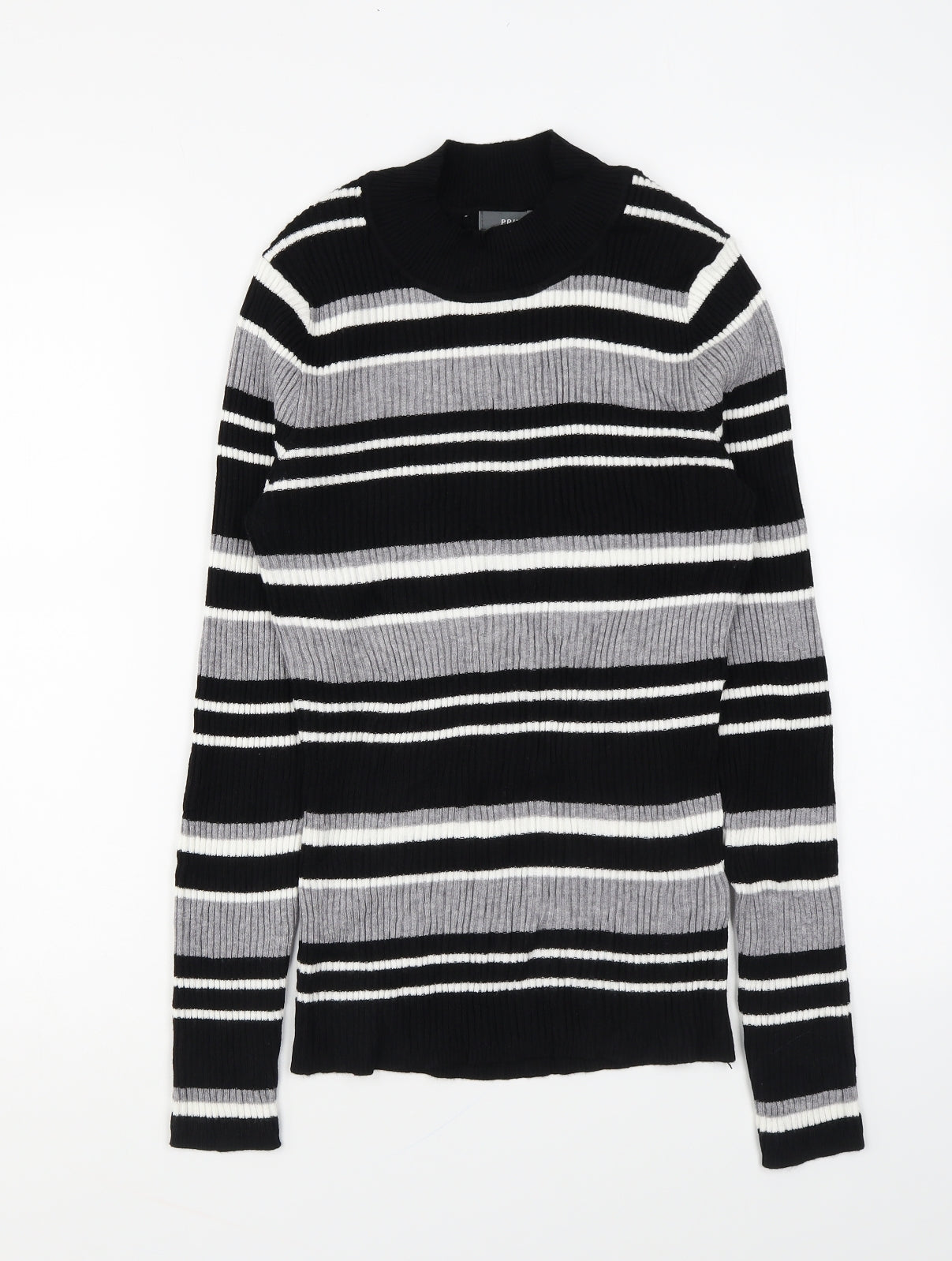 Primark Womens Multicoloured High Neck Striped Viscose Pullover Jumper Size L