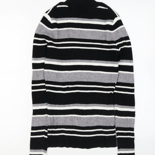 Primark Womens Multicoloured High Neck Striped Viscose Pullover Jumper Size L