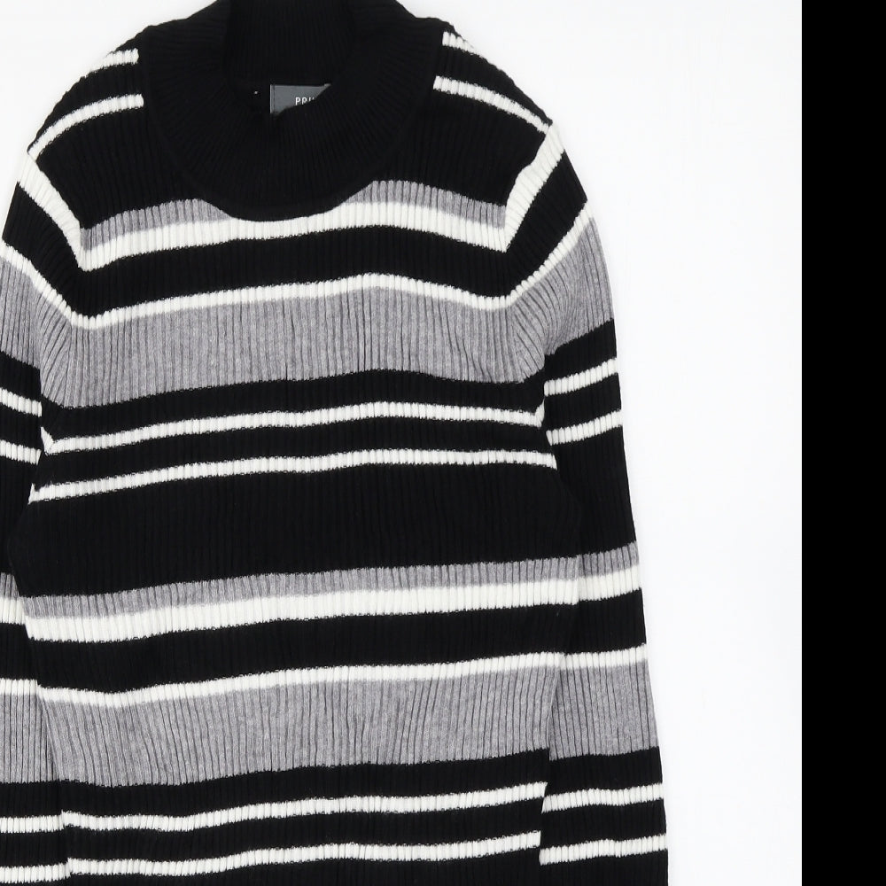 Primark Womens Multicoloured High Neck Striped Viscose Pullover Jumper Size L