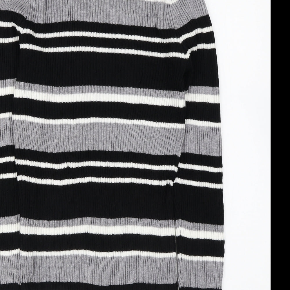 Primark Womens Multicoloured High Neck Striped Viscose Pullover Jumper Size L