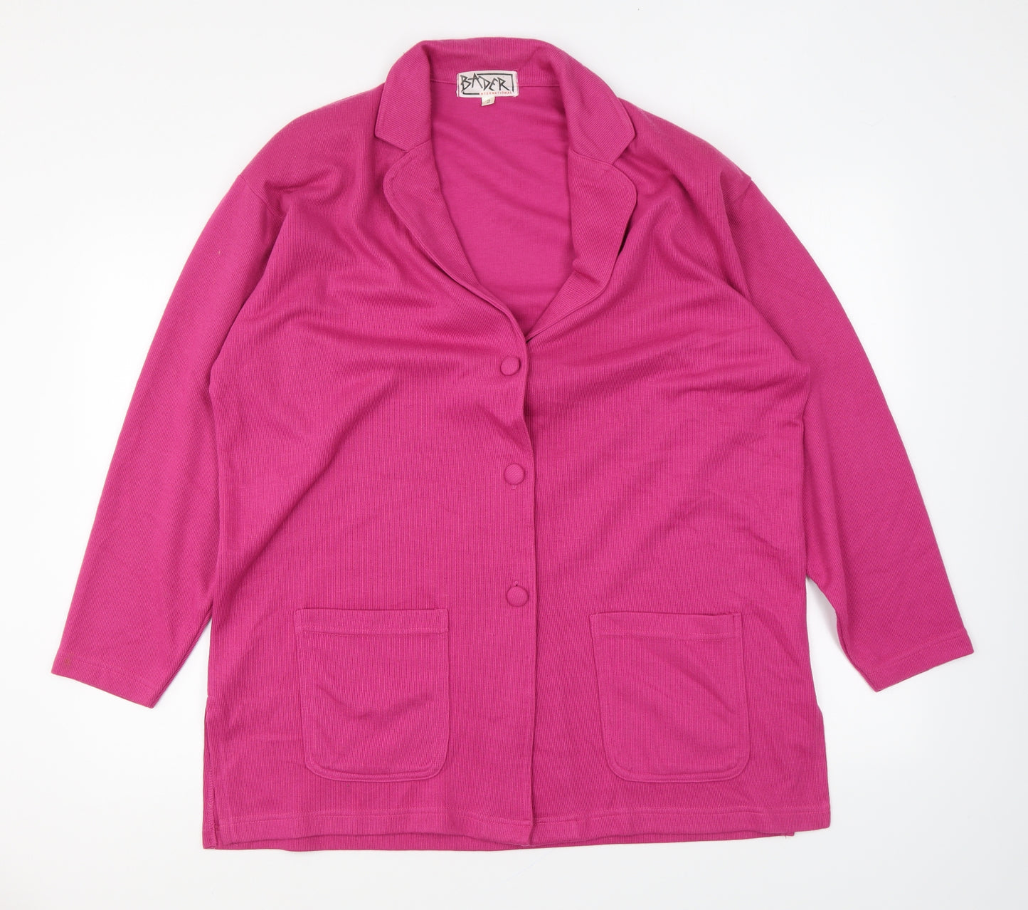 Bader Womens Pink Collared Polyester Cardigan Jumper Size L