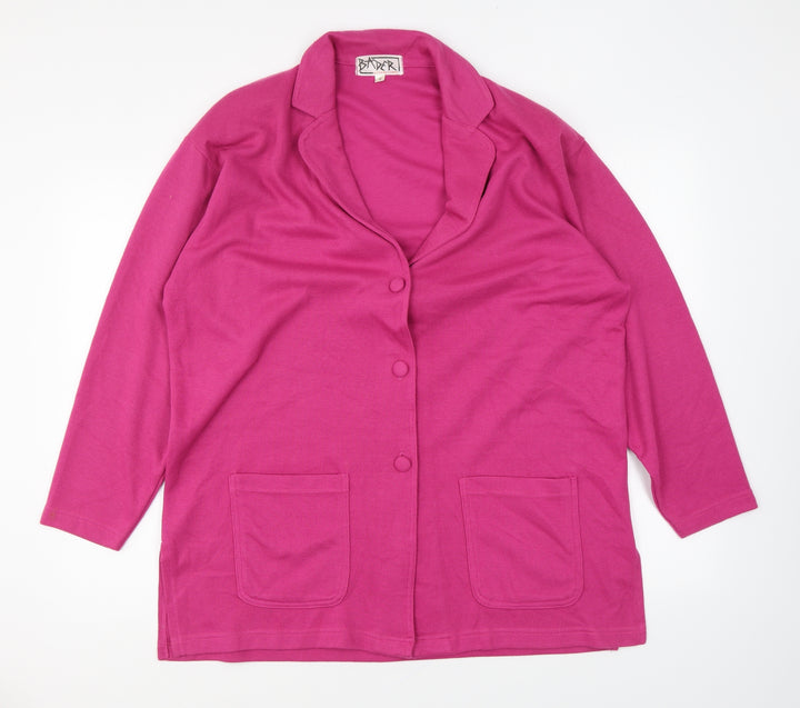 Bader Womens Pink Collared Polyester Cardigan Jumper Size L