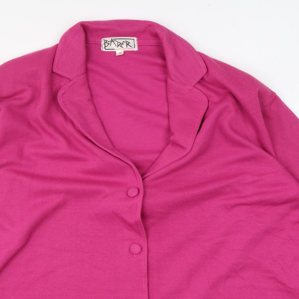 Bader Womens Pink Collared Polyester Cardigan Jumper Size L