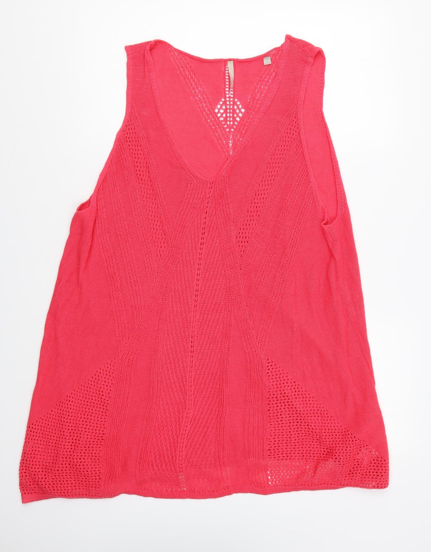 Anthology Womens Pink V-Neck Cotton Pullover Jumper Size 24