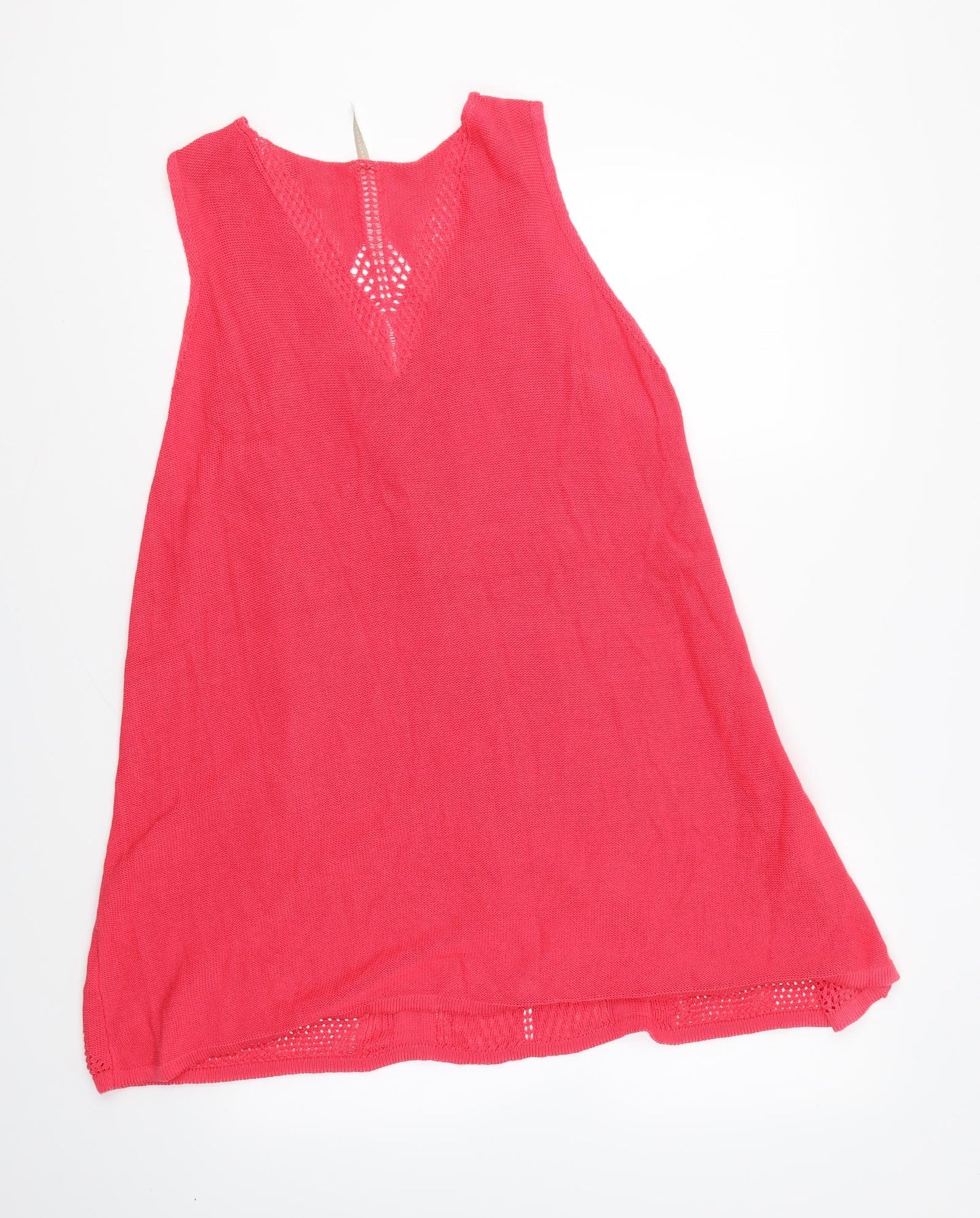 Anthology Womens Pink V-Neck Cotton Pullover Jumper Size 24