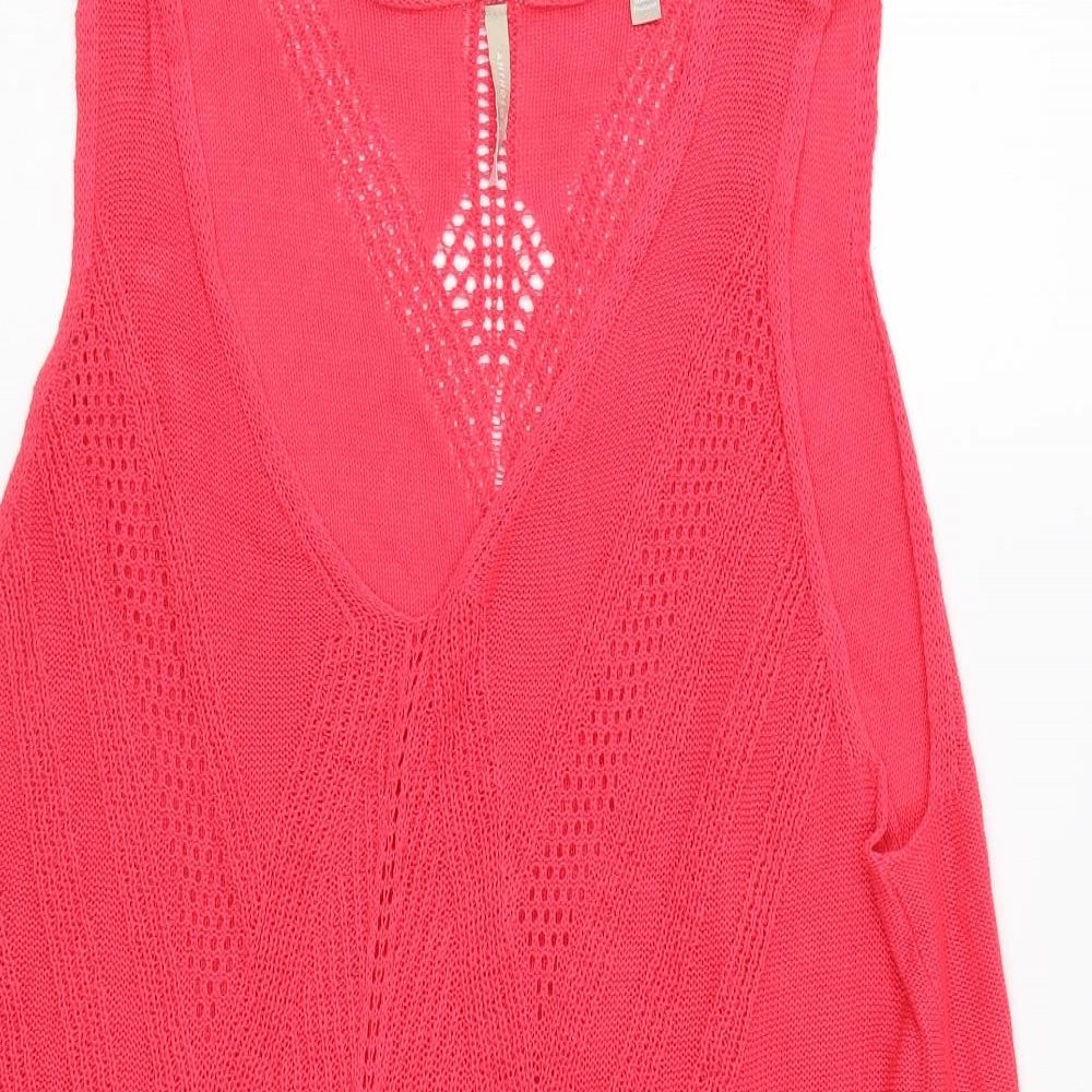 Anthology Womens Pink V-Neck Cotton Pullover Jumper Size 24