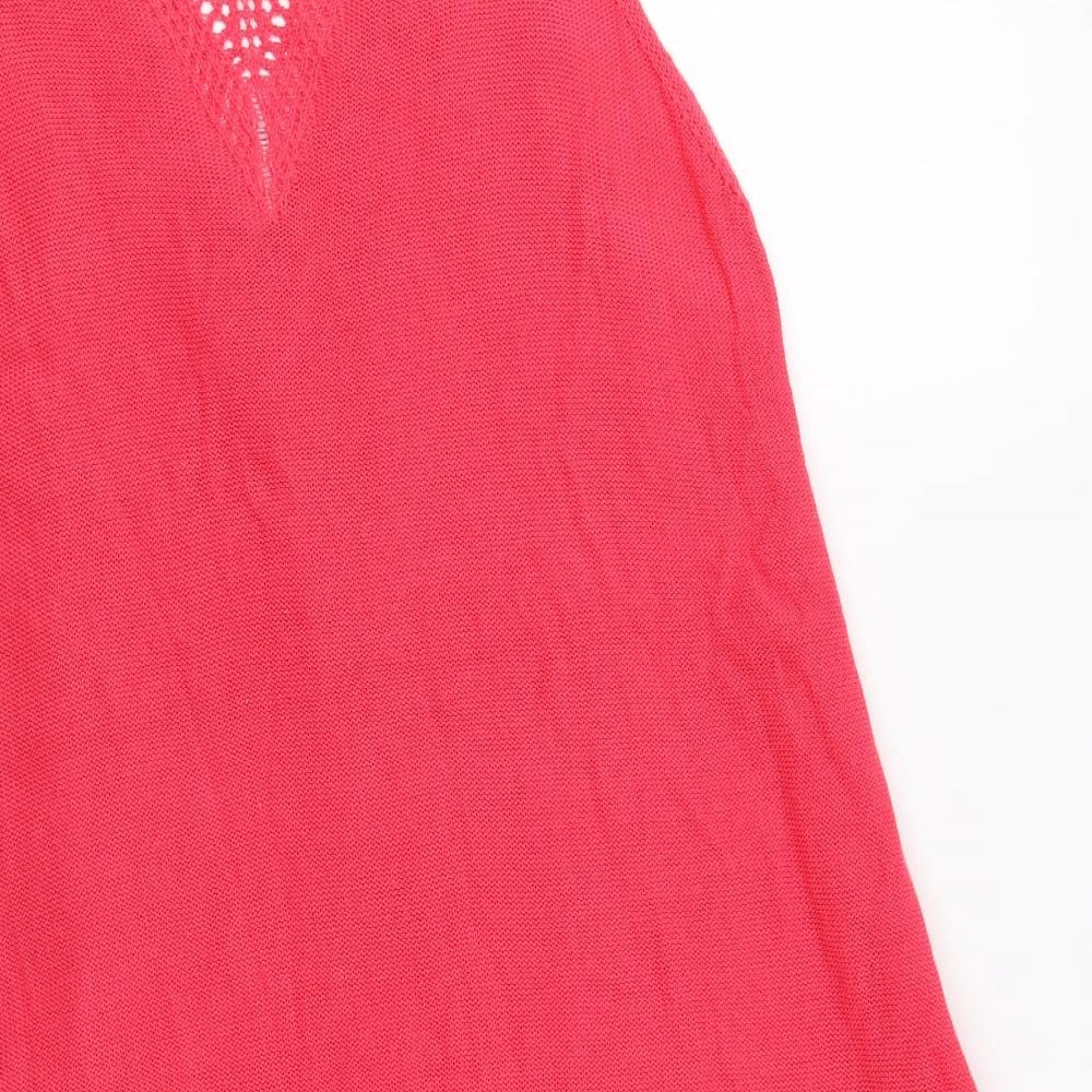 Anthology Womens Pink V-Neck Cotton Pullover Jumper Size 24