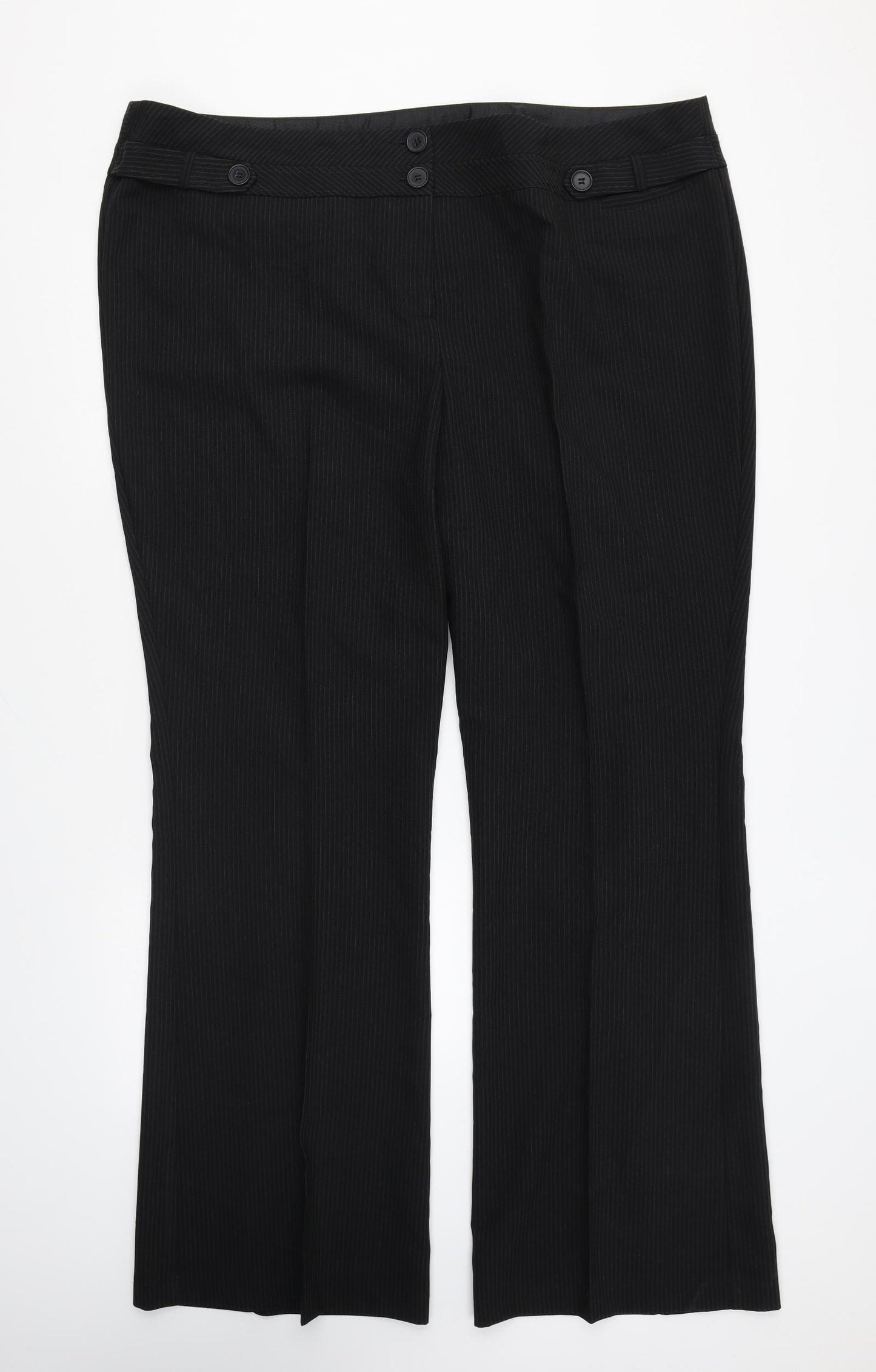 Arcadia Womens Black Striped Polyester Trousers Size 24 L30 in Regular Zip