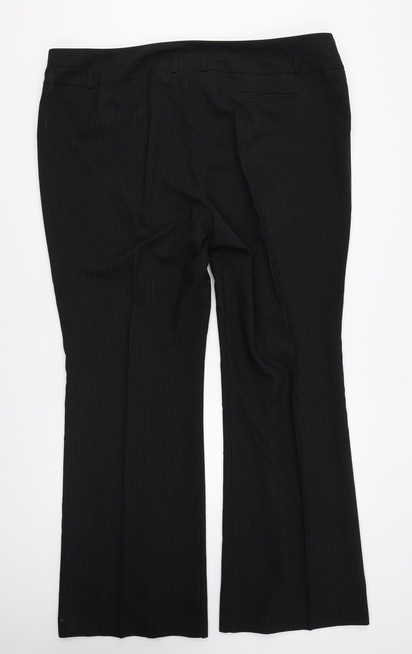 Arcadia Womens Black Striped Polyester Trousers Size 24 L30 in Regular Zip
