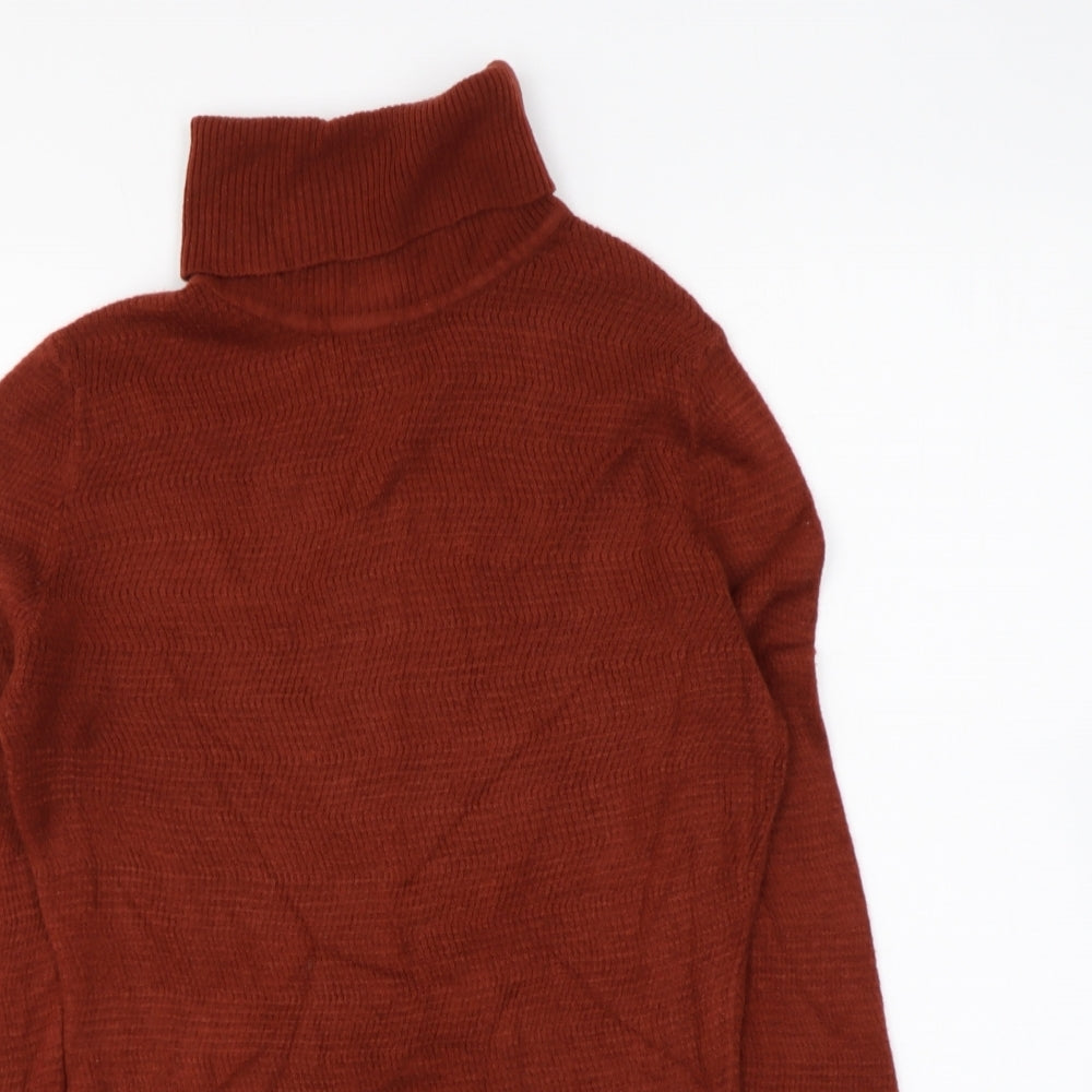 TU Womens Brown Roll Neck Acrylic Pullover Jumper Size 10