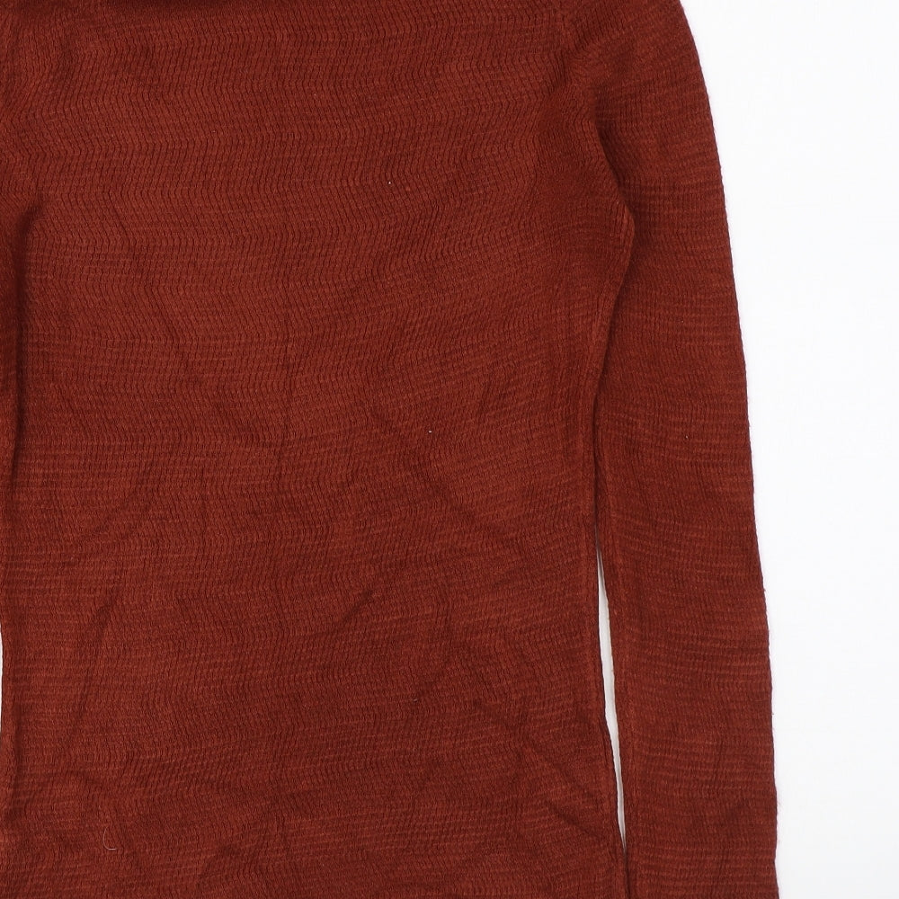 TU Womens Brown Roll Neck Acrylic Pullover Jumper Size 10