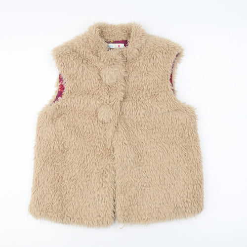M&Co Girls Brown Gilet Jacket Size 11-12 Years Button