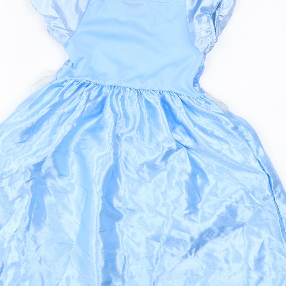 Disney Girls Blue Polyester Fit & Flare Size 3-4 Years V-Neck Pullover - Cinderella