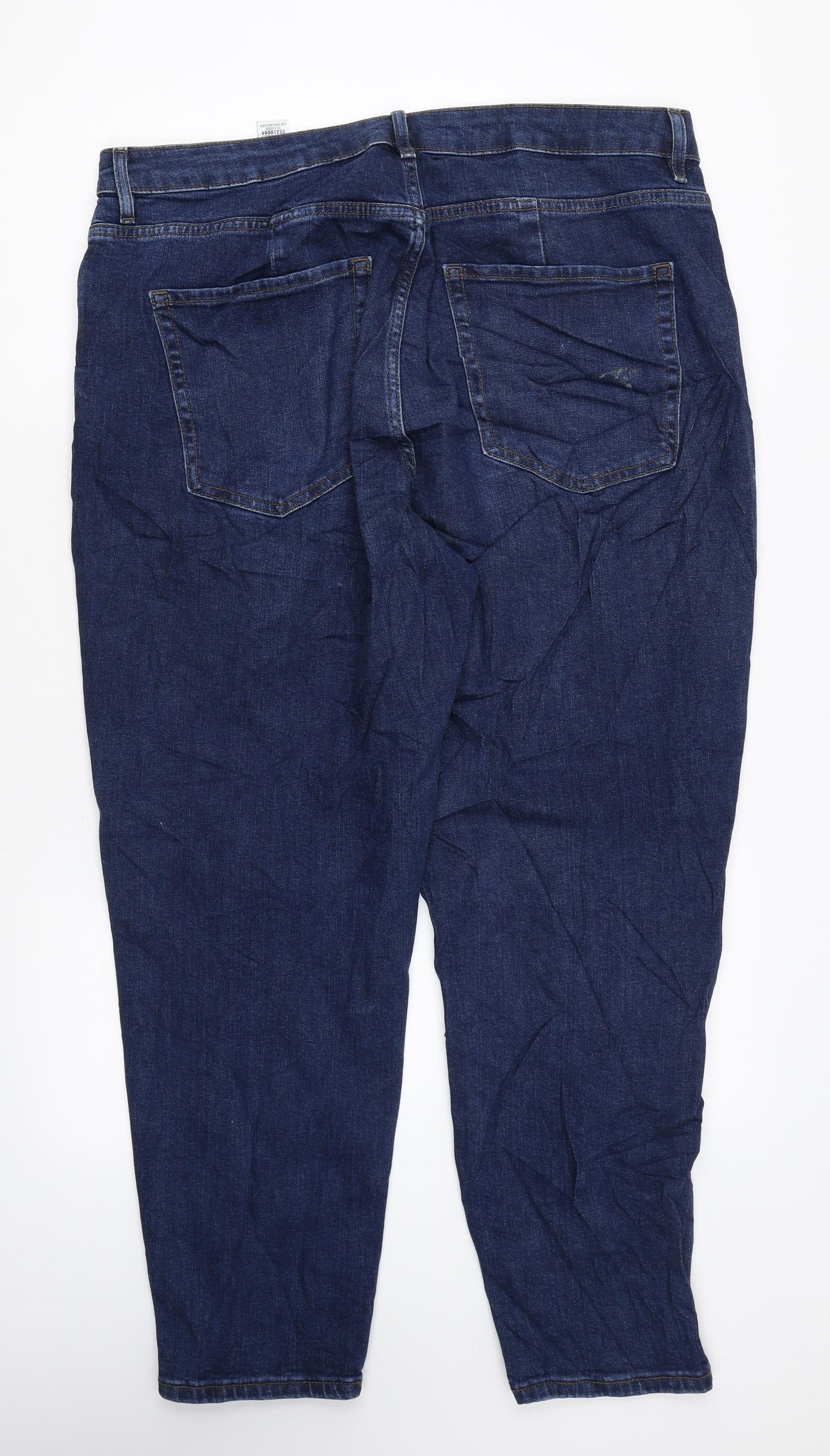 Marks and Spencer Womens Blue Cotton Mom Jeans Size 16 L26 in Regular Zip