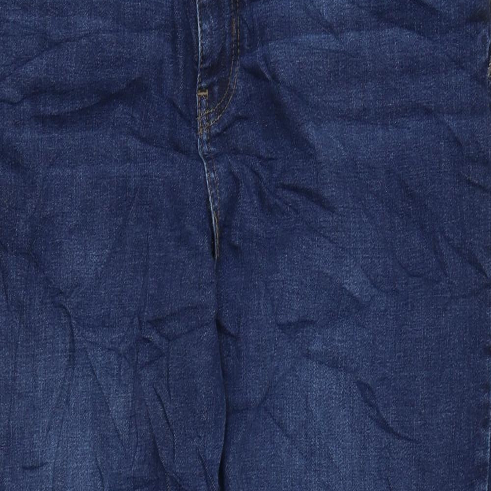 Marks and Spencer Womens Blue Cotton Mom Jeans Size 16 L26 in Regular Zip