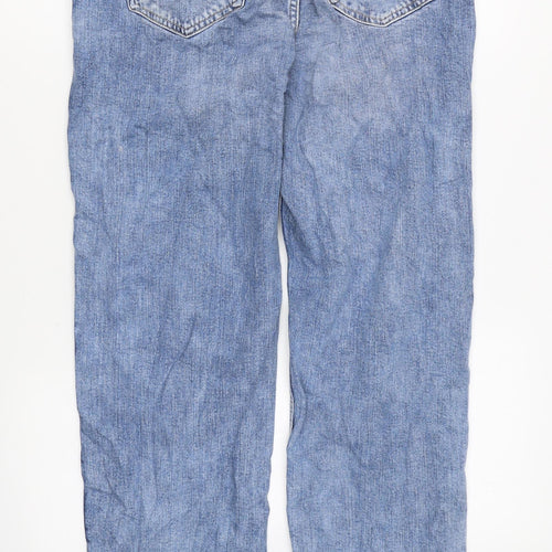 Marks and Spencer Womens Blue Cotton Boyfriend Jeans Size 12 L26 in Regular Zip