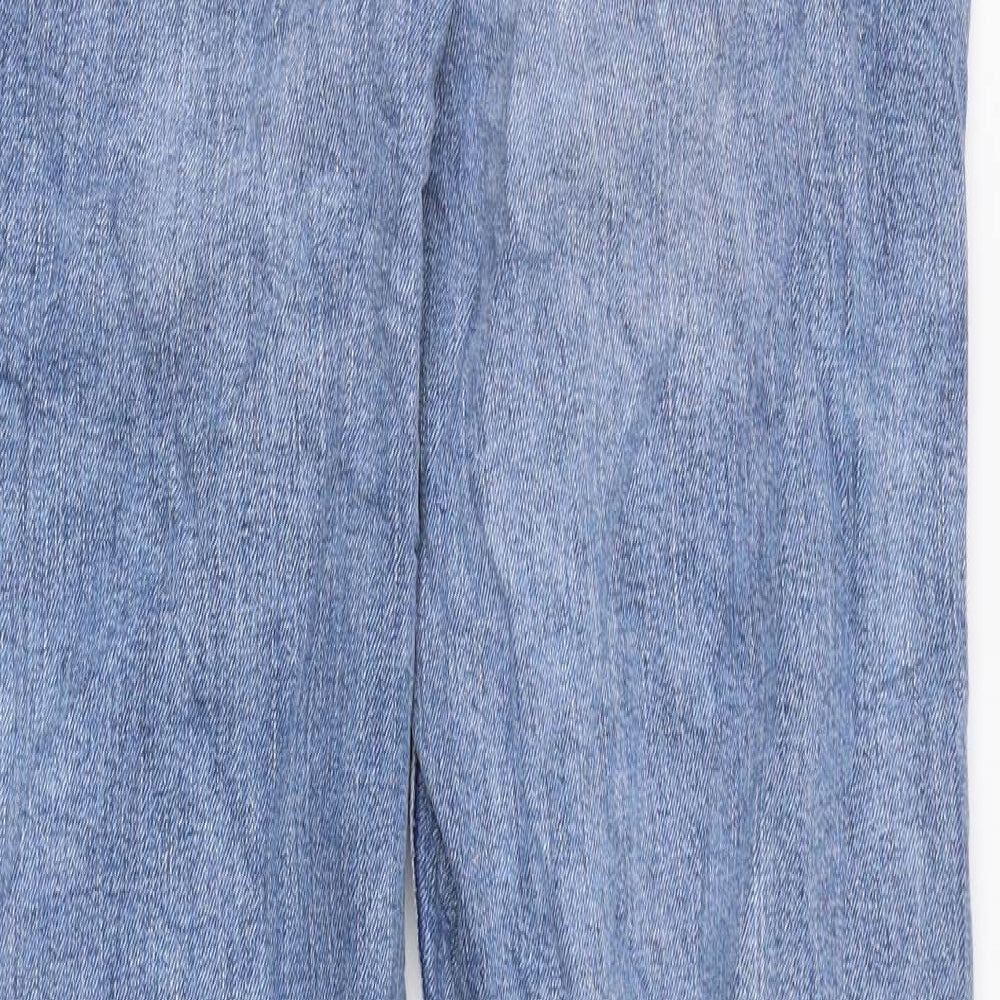 Marks and Spencer Womens Blue Cotton Boyfriend Jeans Size 12 L26 in Regular Zip
