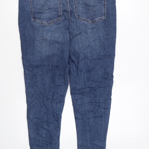 Marks and Spencer Womens Blue Cotton Skinny Jeans Size 16 L26 in Regular Zip