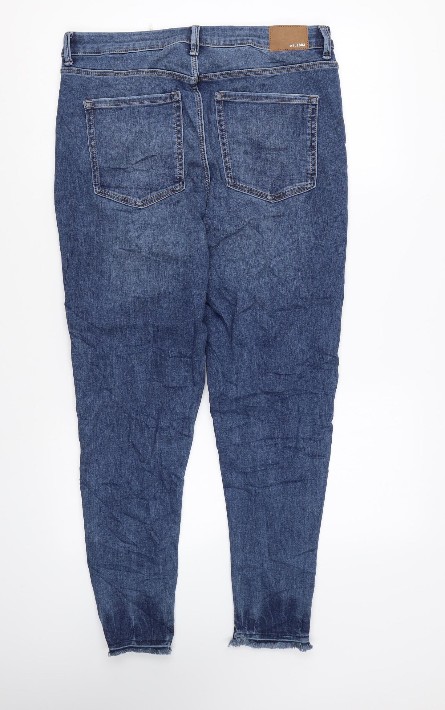 Marks and Spencer Womens Blue Cotton Skinny Jeans Size 16 L26 in Regular Zip