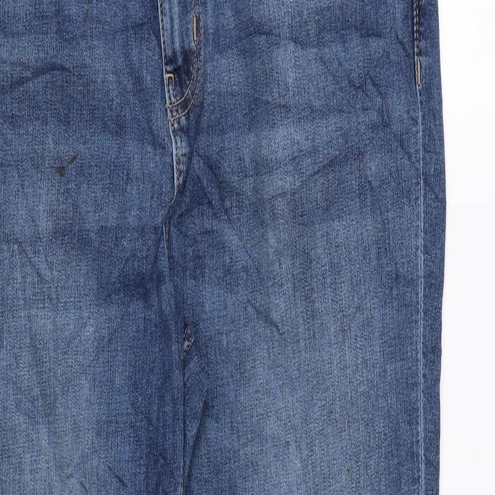Marks and Spencer Womens Blue Cotton Skinny Jeans Size 16 L26 in Regular Zip