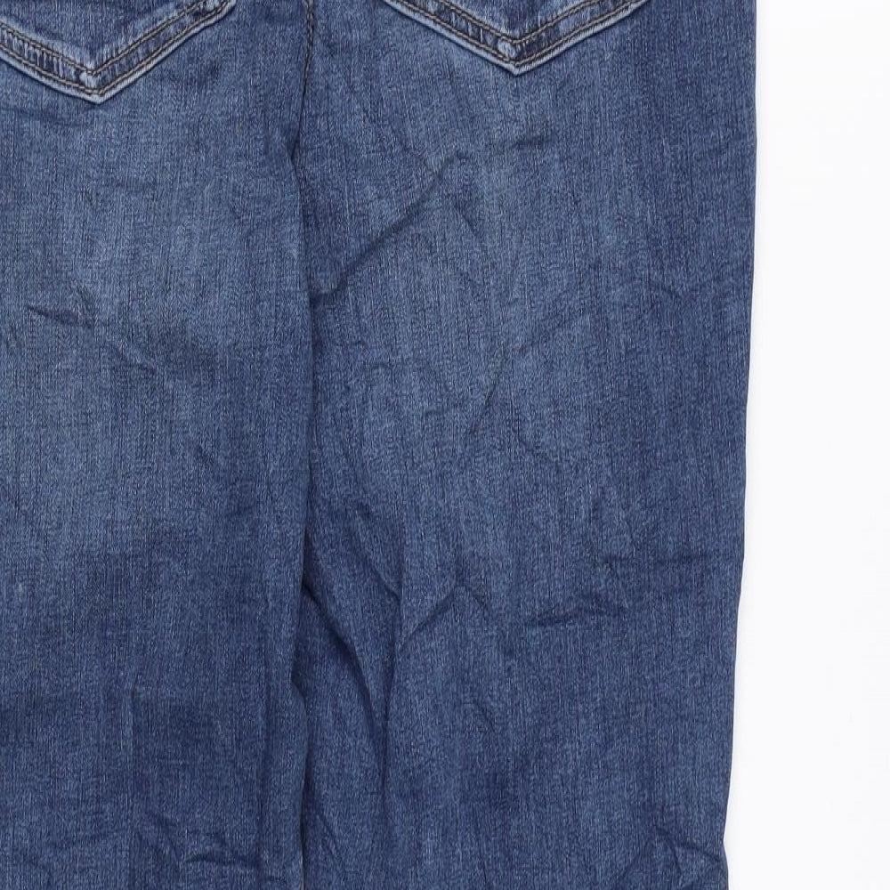 Marks and Spencer Womens Blue Cotton Skinny Jeans Size 16 L26 in Regular Zip