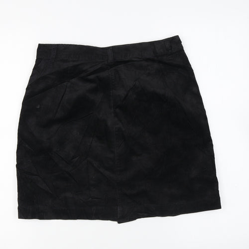 Marks and Spencer Womens Black Cotton Mini Skirt Size 10 Button