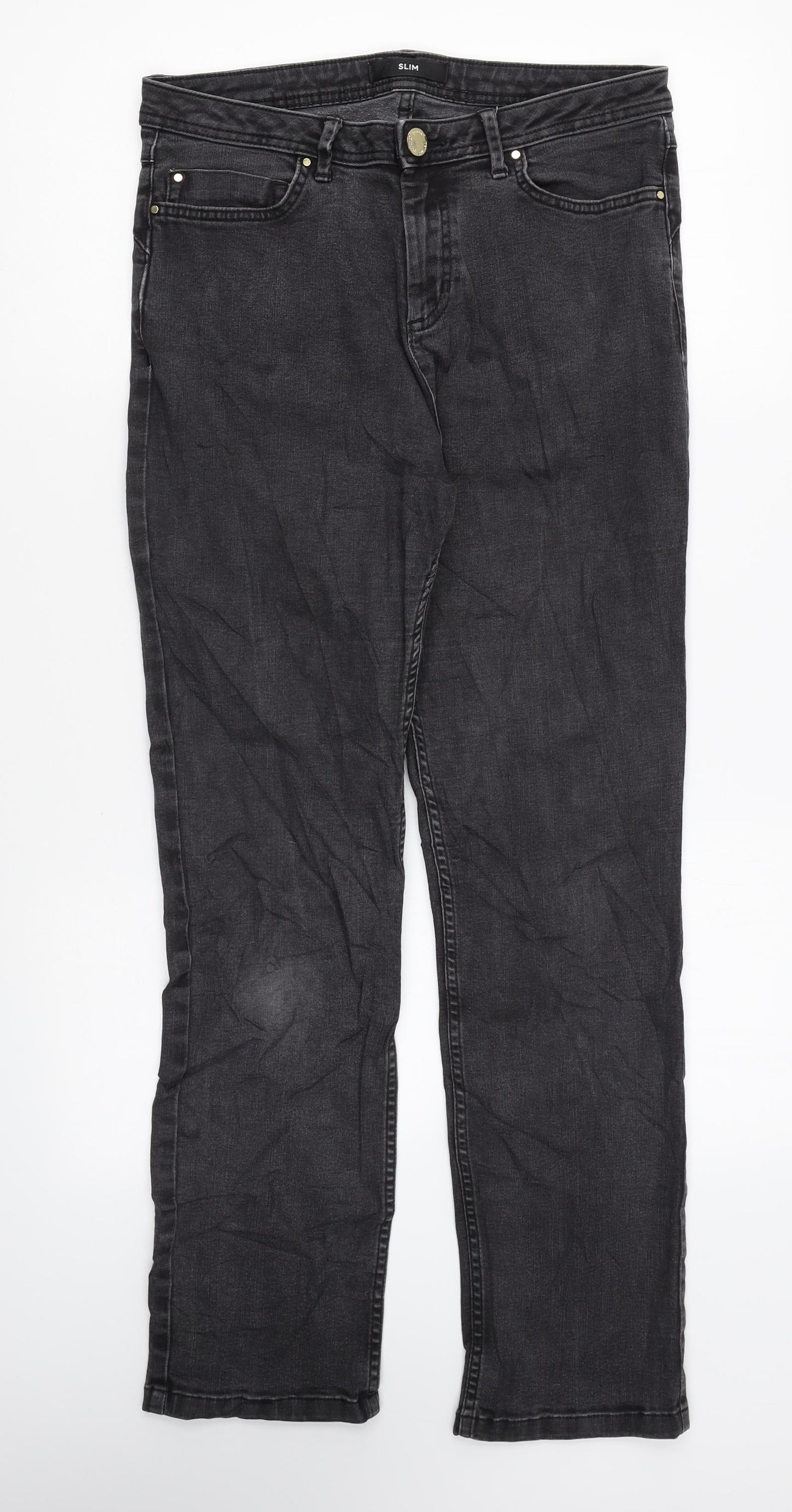 Marks and Spencer Womens Black Cotton Skinny Jeans Size 12 L27 in Regular Zip