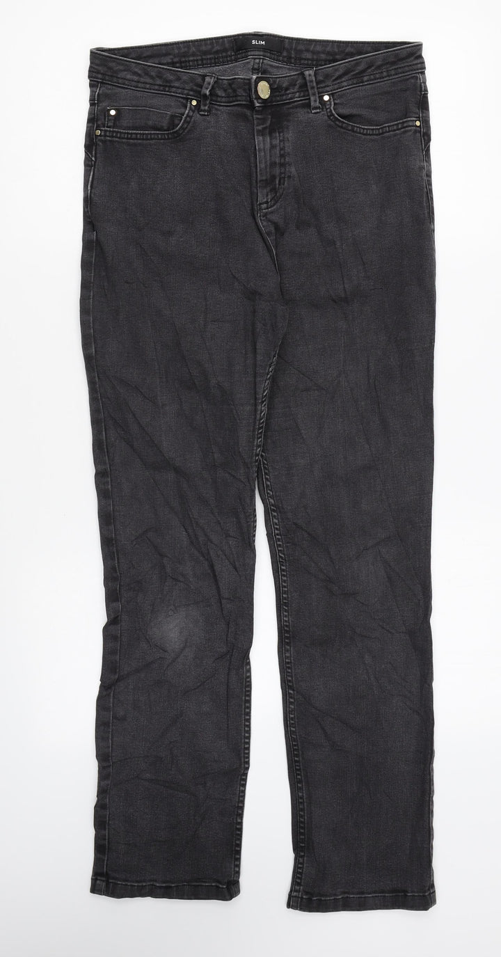 Marks and Spencer Womens Black Cotton Skinny Jeans Size 12 L27 in Regular Zip