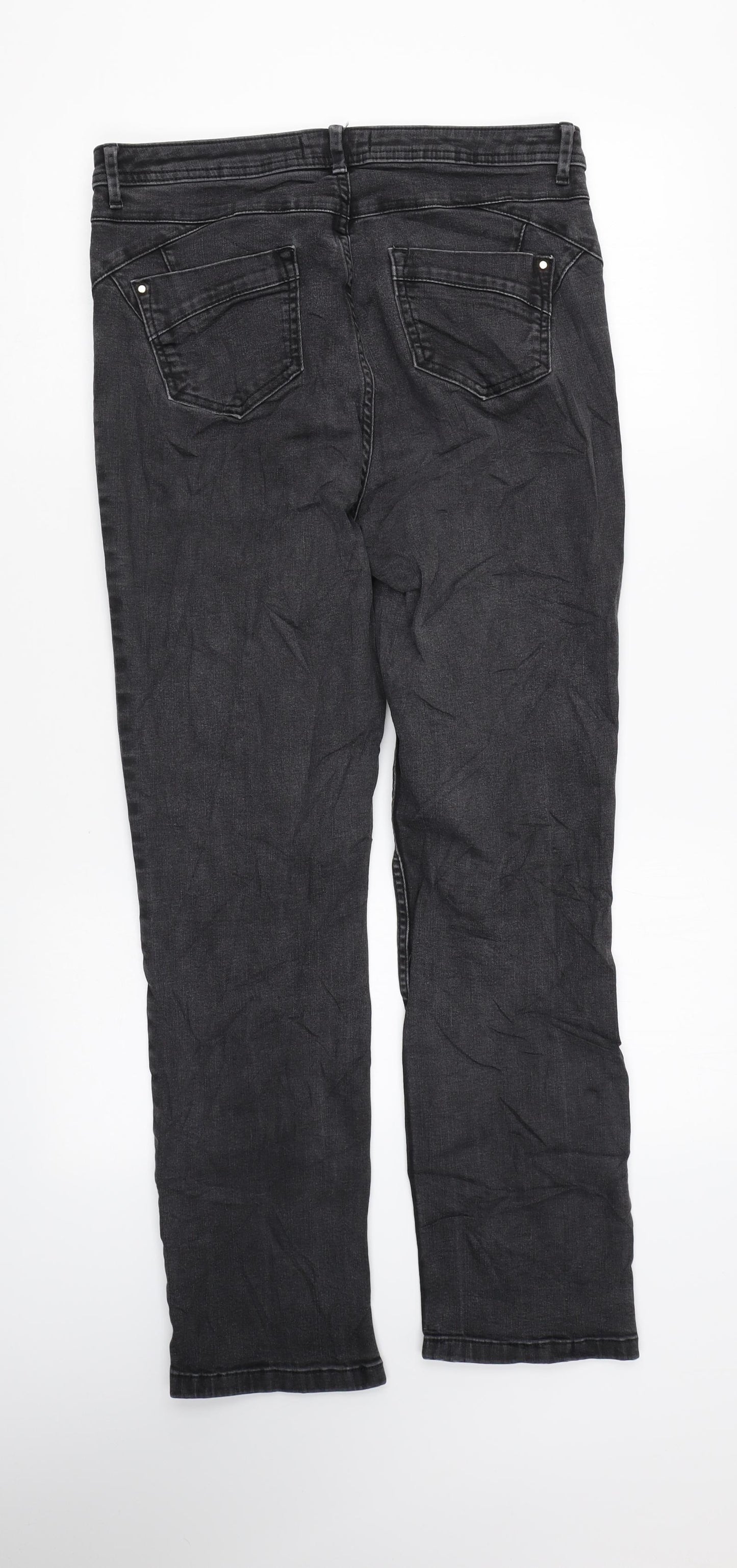 Marks and Spencer Womens Black Cotton Skinny Jeans Size 12 L27 in Regular Zip