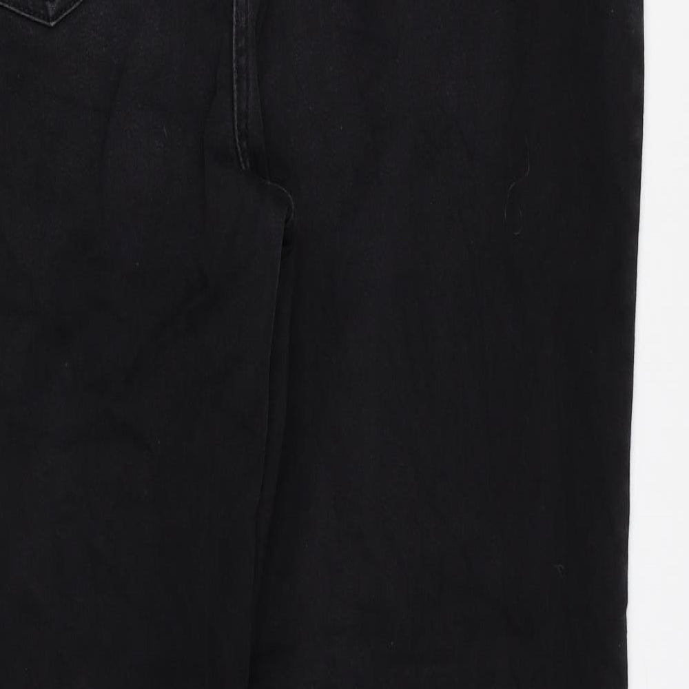 Marks and Spencer Womens Black Cotton Straight Jeans Size 18 L27 in Regular Zip