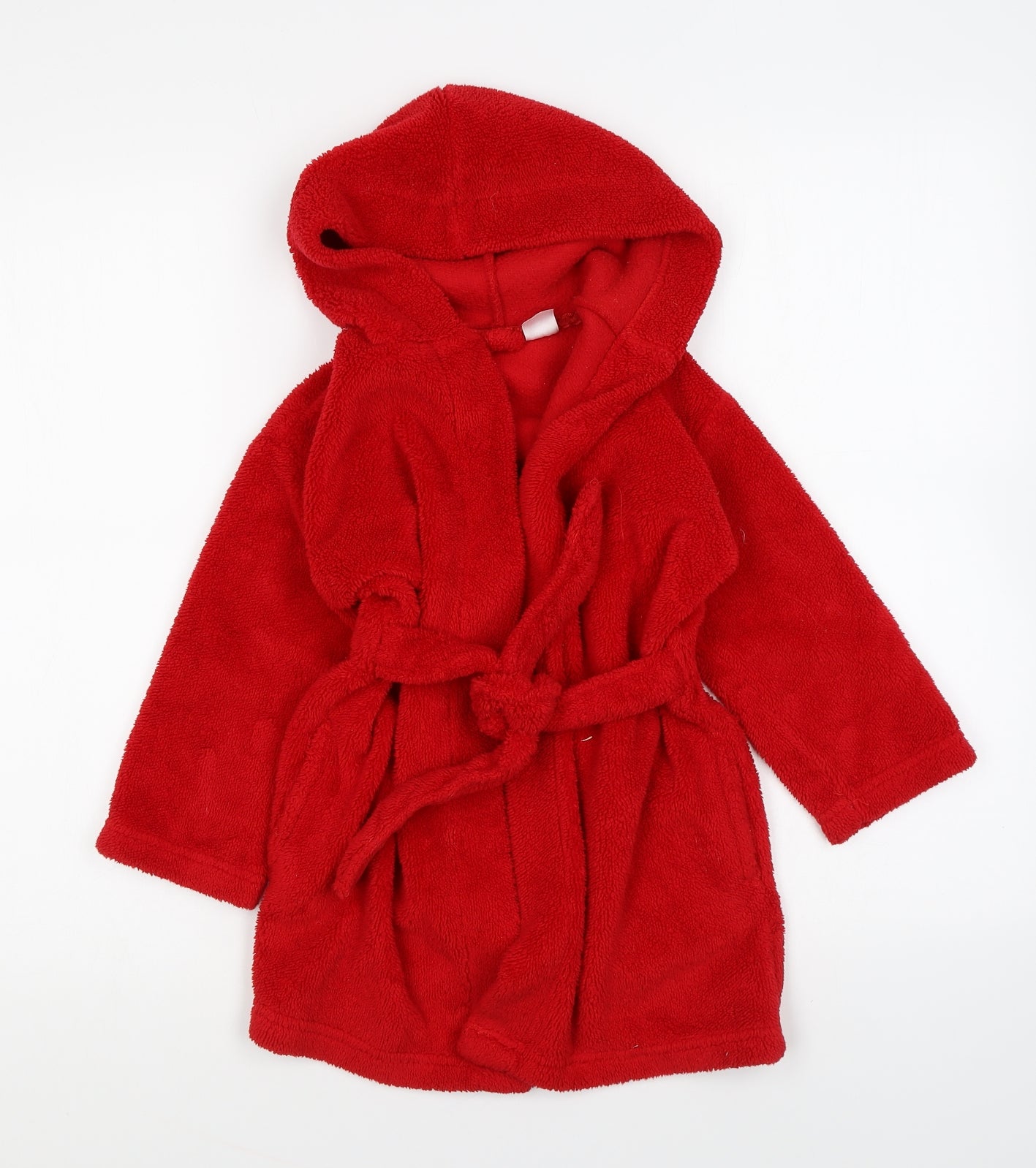 Marks and Spencer Boys Red Solid Polyester Gown Size 3-4 Years Drawstring