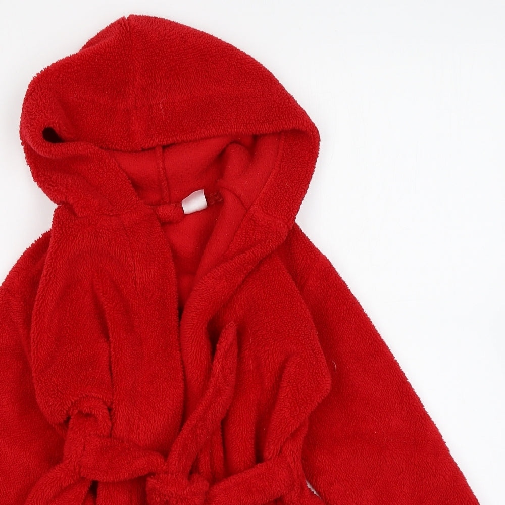 Marks and Spencer Boys Red Solid Polyester Gown Size 3-4 Years Drawstring