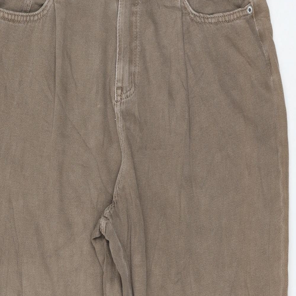 Marks and Spencer Womens Brown Cotton Straight Jeans Size 14 L27 in Regular Zip