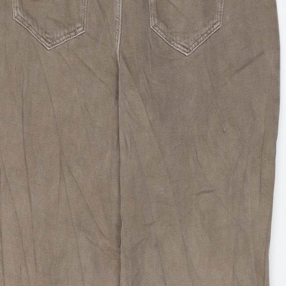 Marks and Spencer Womens Brown Cotton Straight Jeans Size 14 L27 in Regular Zip