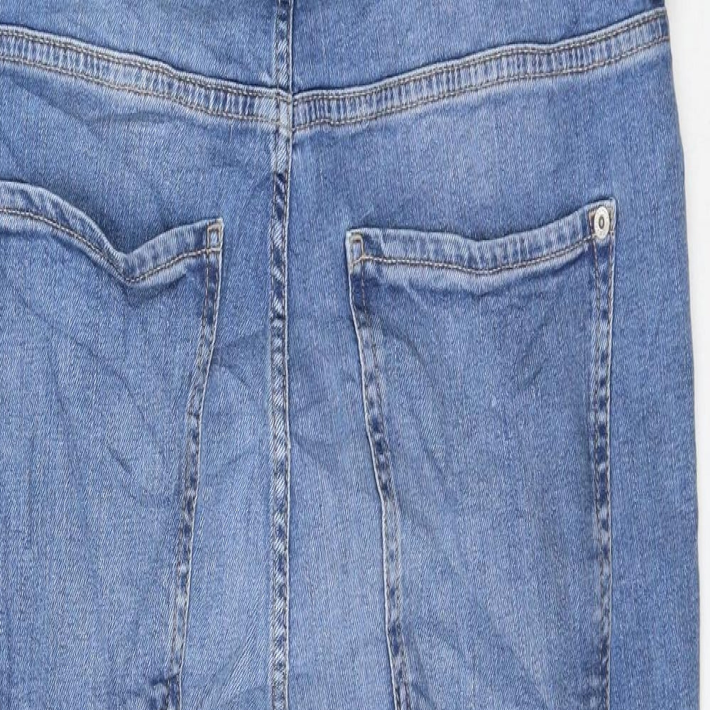 Marks and Spencer Womens Blue Cotton Dungaree One-Piece Size 16 L30 in Button