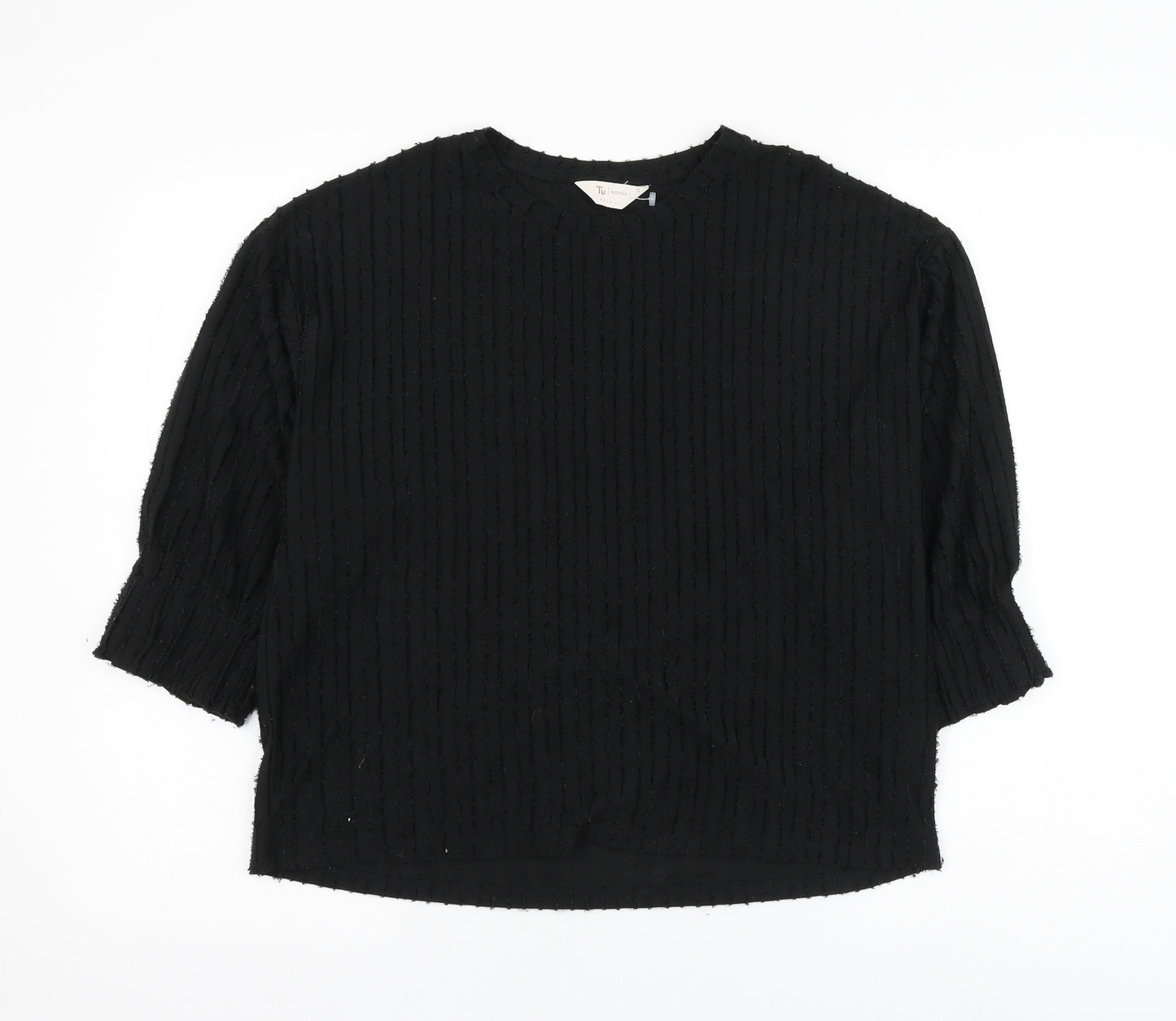 TU Womens Black Round Neck Polyester Pullover Jumper Size 12