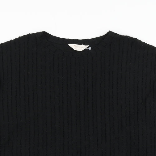 TU Womens Black Round Neck Polyester Pullover Jumper Size 12