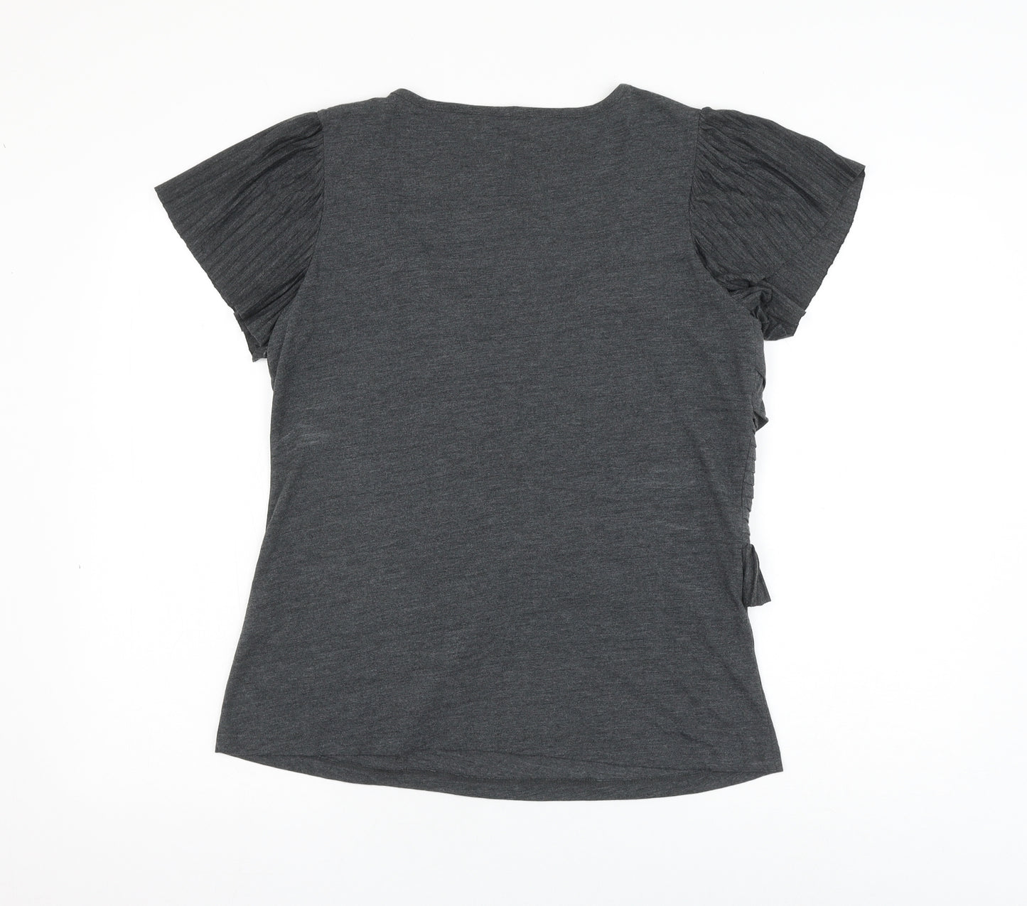 Marks and Spencer Womens Grey Viscose Basic Blouse Size 16 Scoop Neck