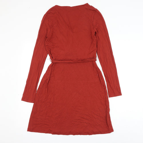 F&F Womens Red Viscose A-Line Size 8 V-Neck Pullover