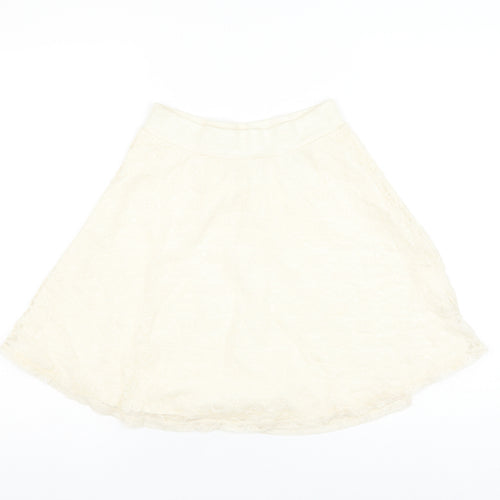 H&M Womens White Polyamide Skater Skirt Size XS